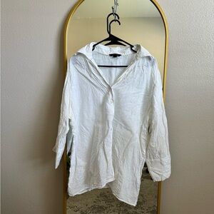 Lands End Women Linen Button Shirt 1X